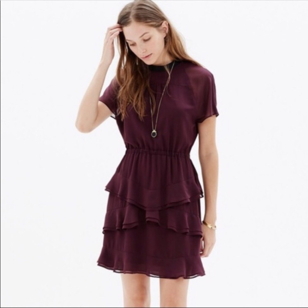 Madewell Plum Ruffle Dress